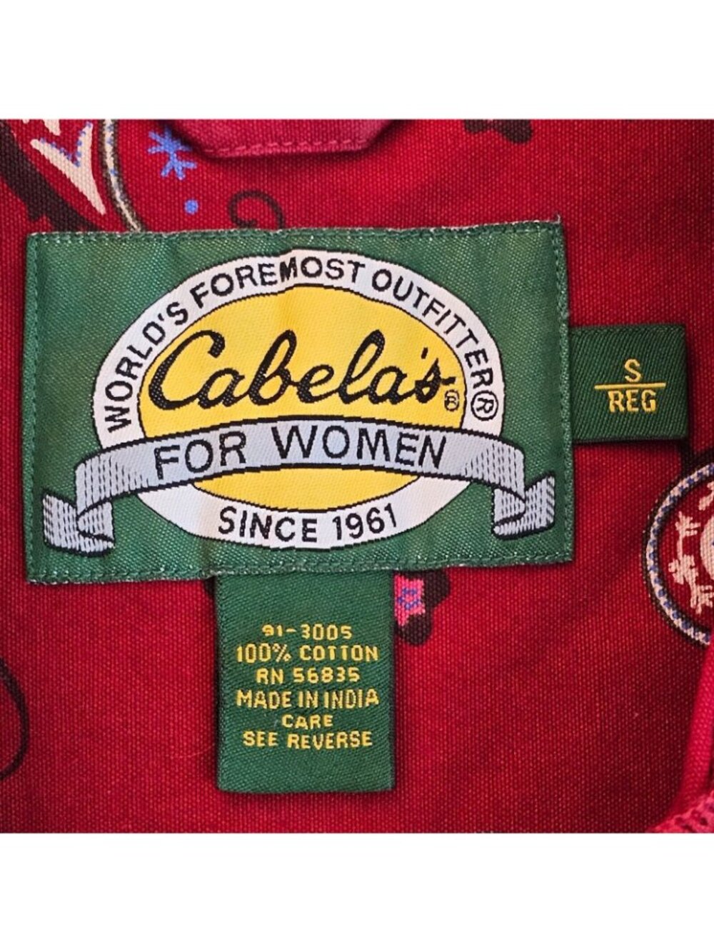 Cabelas Button Up Shirt Womens S Red Paisley Western Long Sleeve Cotton Top - Picture 6 of 9